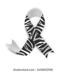 Symbol of Rare Disease Day, Zebra Stripe Color Ribbon Isolated On White Background. Design Template For Poster. Vector eps 10 format