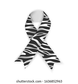 Symbol of Rare Disease Day, Zebra Stripe Color Ribbon Isolated On White Background. Design Template For Poster. Vector eps 10 format