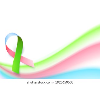 Symbol of rare disease, realistic ribbon. Poster template background for awareness day on 28 february, vector illustration.