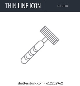 Symbol of Razor. Thin line Icon of Hygiene. Stroke Pictogram Graphic for Web Design. Quality Outline Vector Symbol Concept. Premium Mono Linear Beautiful Plain Laconic Logo