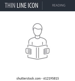 Symbol of Reading. Thin line Icon of College. Stroke Pictogram Graphic for Web Design. Quality Outline Vector Symbol Concept. Premium Mono Linear Beautiful Plain Laconic Logo
