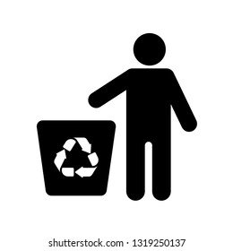 symbol recycling bin with man.