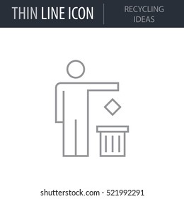 Symbol of Recycling Ideas. Thin line Icon of Productivity And Concentration. Stroke Pictogram Graphic for Web Design. Quality Outline Vector Symbol Concept. Premium Mono Linear Beautiful Plain