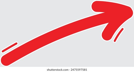 Symbol red arrow and white border on white background