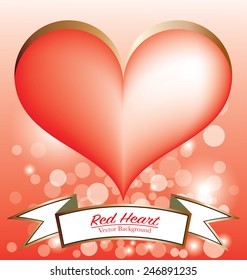 The symbol of red heart with banner for background.