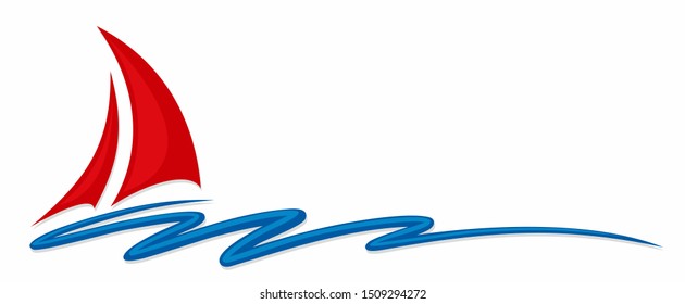 Symbol of red sailing in the sea.