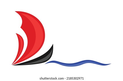 the Symbol of the red sailing vessel in the sea.
