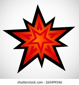 symbol of a red star with a black outline