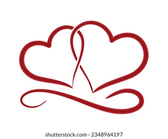 The symbol of a red stylized hearts.
