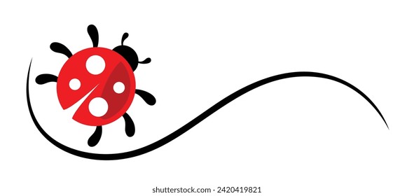 The symbol of a red stylized ladybug.
