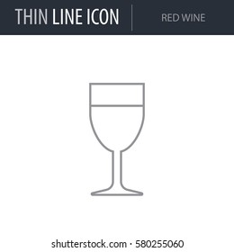 Symbol of Red Wine. Thin line Icon of Beverage. Stroke Pictogram Graphic for Web Design. Quality Outline Vector Symbol Concept. Premium Mono Linear Beautiful Plain Laconic Logo