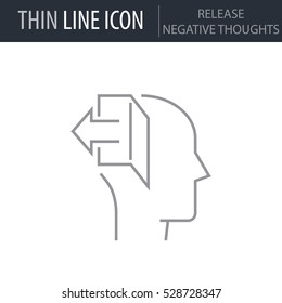 Symbol of Release Negative Thoughts Thin line Icon of Conscious Living and Friends Relations. Stroke Pictogram Graphic for Web Design. Quality Outline Vector Symbol Concept. Premium Mono Linear