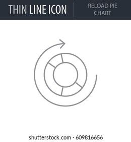 Symbol of Reload Pie Chart. Thin line Icon of Infographics. Stroke Pictogram Graphic for Web Design. Quality Outline Vector Symbol Concept. Premium Mono Linear Beautiful Plain Laconic Logo
