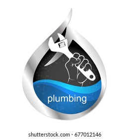 Symbol to repair plumbing and water supply vector