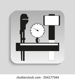Symbol. Repair work on the pipeline pressure. Vector icon.