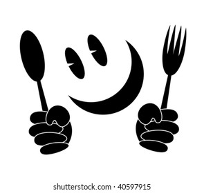 Symbol representing a smiling face and hungry