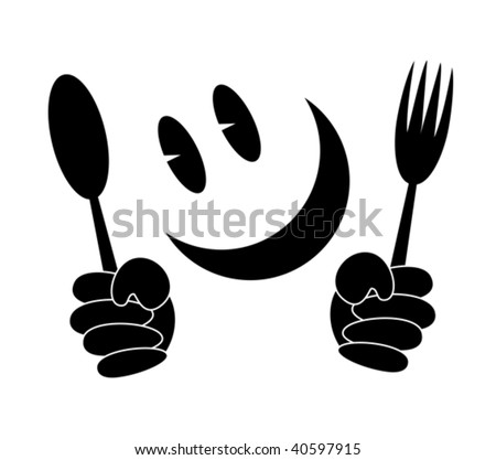 Symbol representing a smiling face and hungry