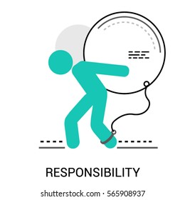 Symbol of Responsibility, Duty, Debt or Complexity. Man bears the weight icon silhouettes vector. Flat style design. Modern vector icon concept for Website Element, Mobile websites, Apps.