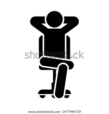 Symbol of rest at work. sign  Man sits on chair. 