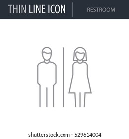 Symbol of Restroom. Thin line Icon of Icons Of City Elements. Stroke Pictogram Graphic for Web Design. Quality Outline Vector Symbol Concept. Premium Mono Linear Beautiful Plain Laconic Logo