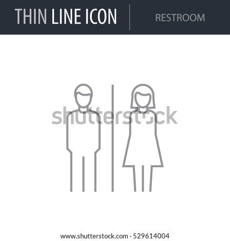 Symbol of Restroom. Thin line Icon of Icons Of City Elements. Stroke Pictogram Graphic for Web Design. Quality Outline Vector Symbol Concept. Premium Mono Linear Beautiful Plain Laconic Logo