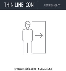 Symbol of Retirement Thin line Icon of Business. Stroke Pictogram Graphic for Web Design. Quality Outline Vector Symbol Concept. Premium Mono Linear Beautiful Plain Laconic Logo