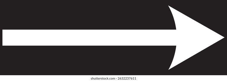 Symbol of right arrow icon.  
Horizontal long straight arrow signs. Black pointer, direction, position symbol design and arrow icon isolated on white background.