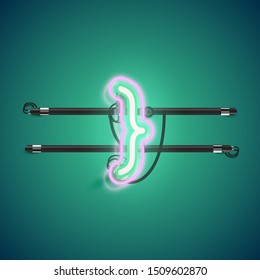 Symbol for right bracket. Realistic glowing double neon character from a font set, vector illustration.