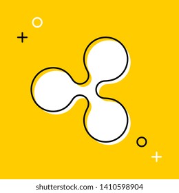 symbol of ripple cryptocurrency thin line icon on yellow background. trendy financial flat vector illustration easy to edit and customize. eps 10