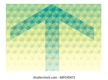 The symbol of the rising arrow, the background of the green geometric pattern, gradation, vector data