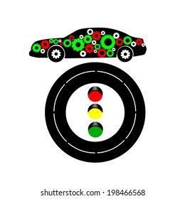 Symbol of the road and car traffic. Vector