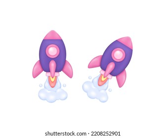 symbol of a rocket. a flying rocket. icon about launching new businesses and startup businesses. 3d and realistic illustration concept design. graphic elements