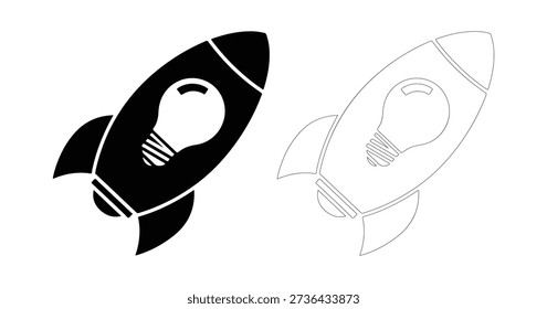 The symbol of a rocket with a lightbulb represents the rapid ascent of a bright new idea