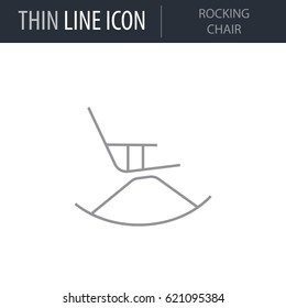 Symbol of Rocking Chair. Thin line Icon of Furniture. Stroke Pictogram Graphic for Web Design. Quality Outline Vector Symbol Concept. Premium Mono Linear Beautiful Plain Laconic Logo