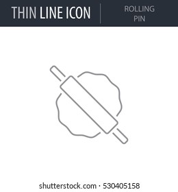 Symbol of Rolling Pin. Thin line Icon of Kitchen Utensils. Stroke Pictogram Graphic for Web Design. Quality Outline Vector Symbol Concept. Premium Mono Linear Beautiful Plain Laconic Logo