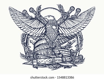 Symbol Roman Empire Colosseum Eagle Crossed Stock Vector (Royalty Free ...