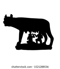 The Symbol Of Rome, Capitoline Wolf silhouette isolated on white