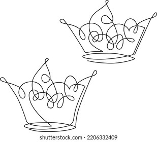 Сrown is a symbol of royalty. Humor. Continuous line drawing. Vector illustration.