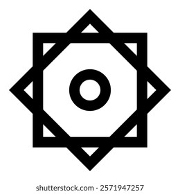 Symbol Rub el Hizb Islam Ramadan equilibrium of static dynamic Sacred geometry icon black color vector illustration image flat style