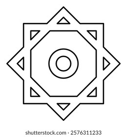 Symbol Rub el Hizb Islam Ramadan equilibrium of static dynamic Sacred geometry contour outline line icon black color vector illustration image thin flat style