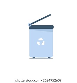 Symbol rubbish basket dustbin recycling container environment paper eco friendly arrow trash bin pictogram conservation organic shape background throw nature flat reuse protection vector