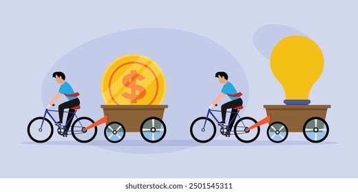 Symbol of Running a Company, Business ideas and crowd funding  2d flat vector illustration