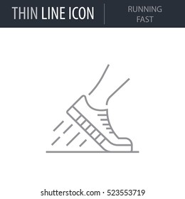 Symbol of Running Fast Thin line Icon of Fitness And Sport. Stroke Pictogram Graphic for Web Design. Quality Outline Vector Symbol Concept. Premium Mono Linear Beautiful Plain Laconic Logo