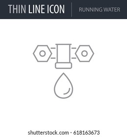 Symbol of Running Water. Thin line Icon of Ecology Elements. Stroke Pictogram Graphic for Web Design. Quality Outline Vector Symbol Concept. Premium Mono Linear Beautiful Plain Laconic Logo