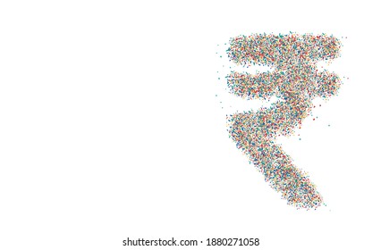Symbol Rupee particle design with isolated white background.