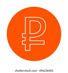 Symbol of the Russian ruble, vector round line icon, flat style