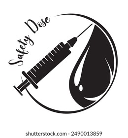 Symbol for Safety Dose with a drop from a syringe.. Vector illustration