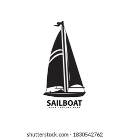 symbol of sailboat silhouette sea transportation design vector