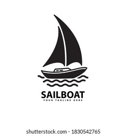 symbol of sailboat silhouette sea transportation design vector