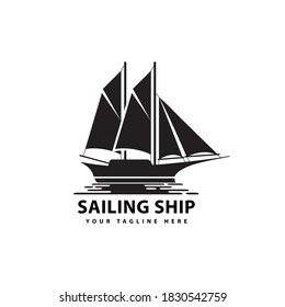 symbol of sailing ship silhouette sea transportation design vector